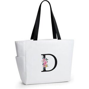 Personalized Beach Tote Bag Beige-d